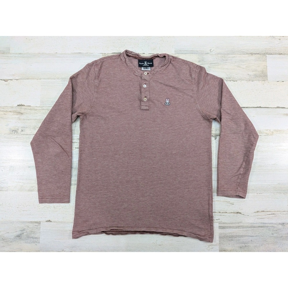 Psycho Bunny Shirt Mens Medium 5 Red Long Sleeve Henley